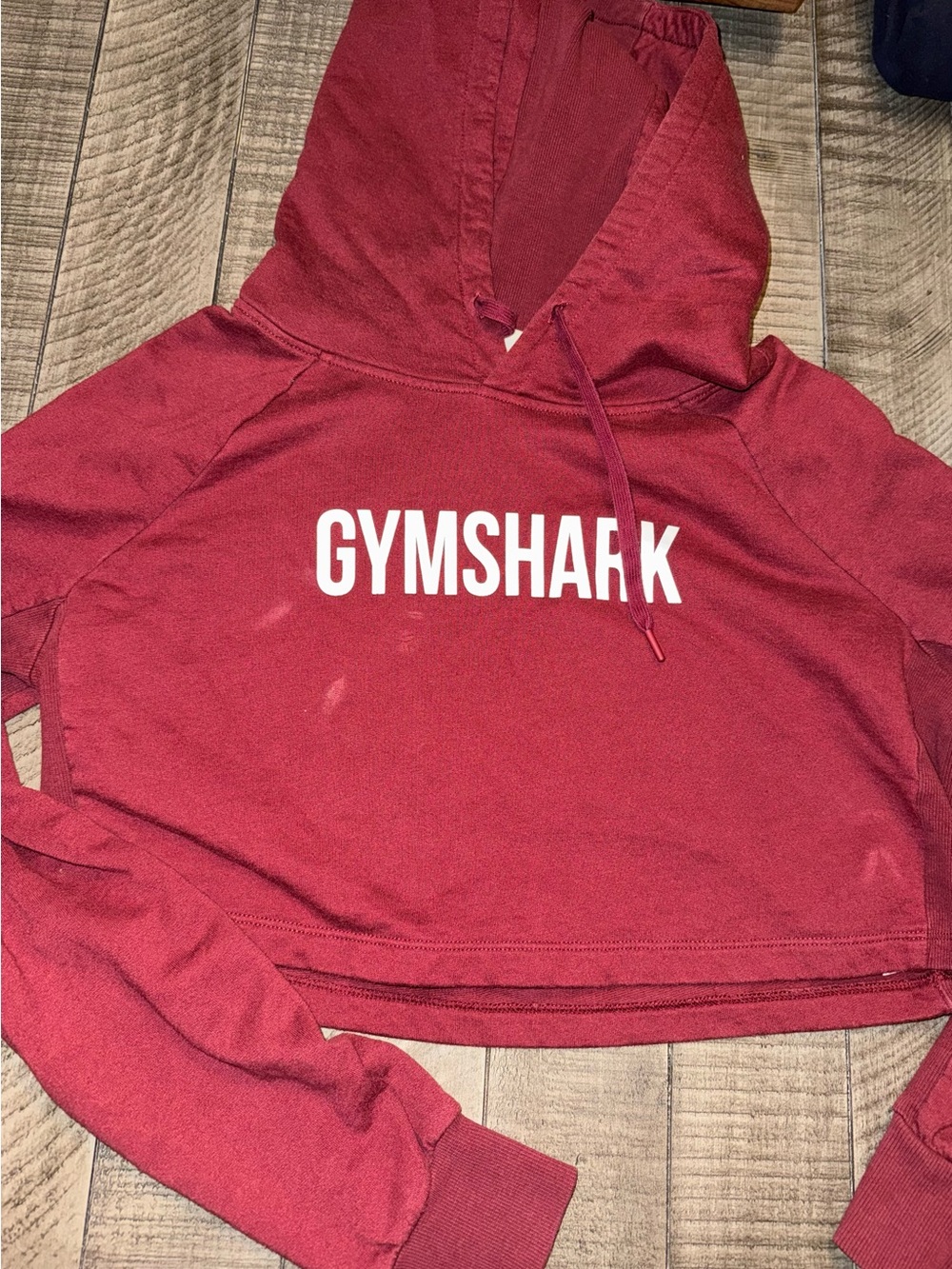Gymshark Burgundy Cropped Hoodie with White Logo - Picture 1 of 5